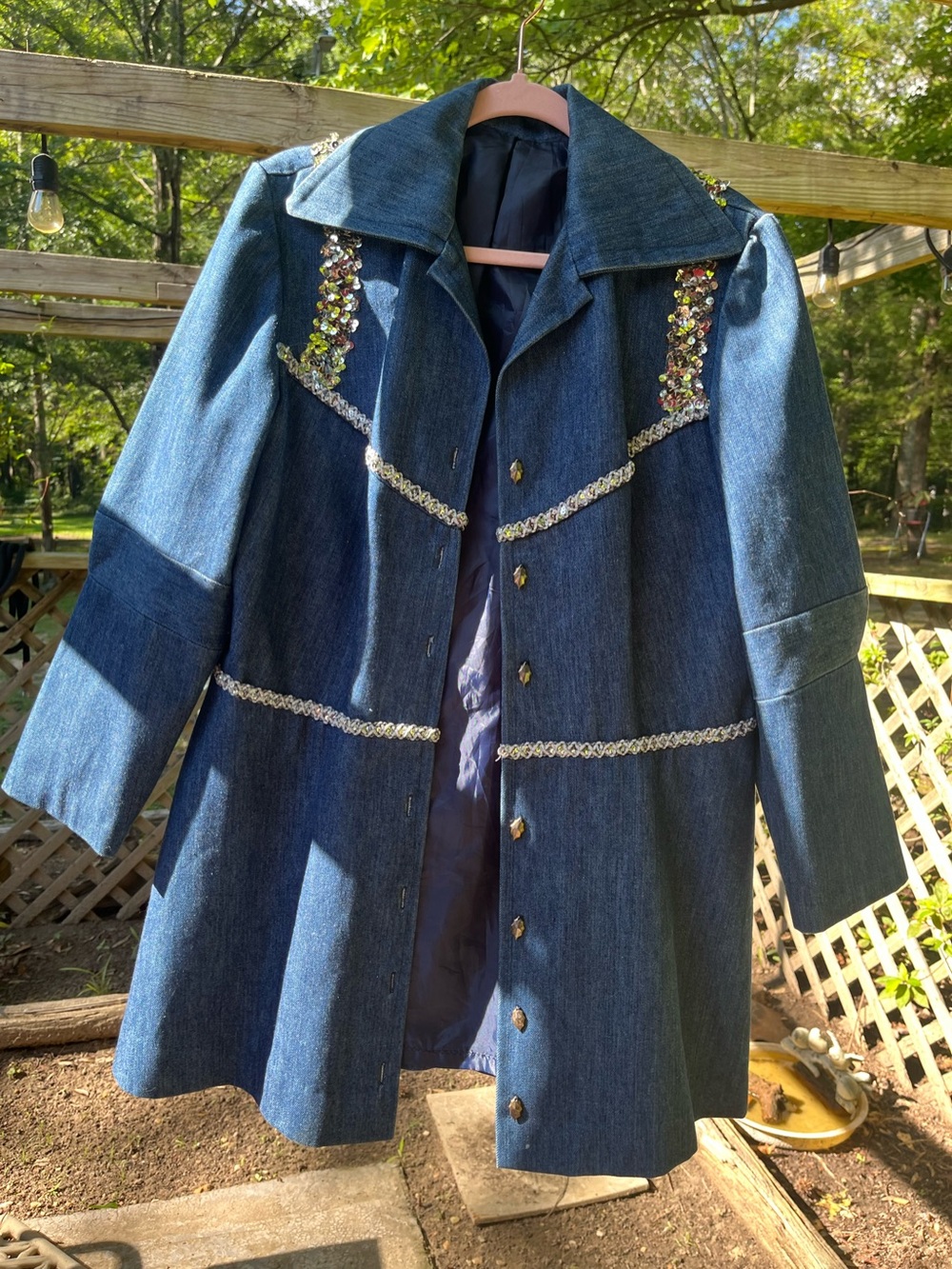 Embellished Dark Blue Denim Jacket